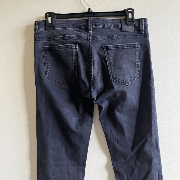 ZARA BASIC Z1975 Classic Black Moto Ankle Zipper Skinny Cropped Jeans Size 8 - Picture 7 of 7